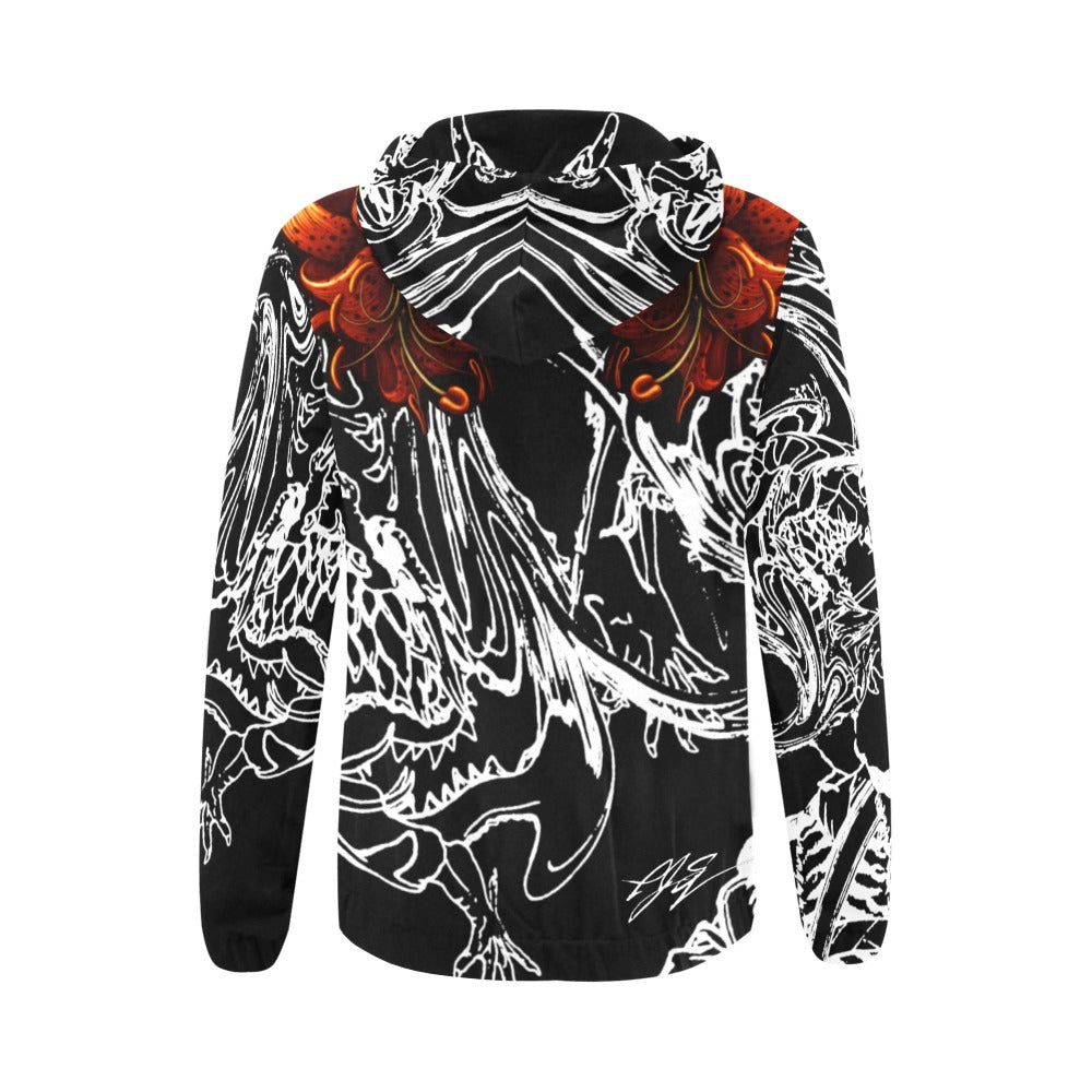 Night Lily Chasing the Dragon Women's Full Zip Hoodie