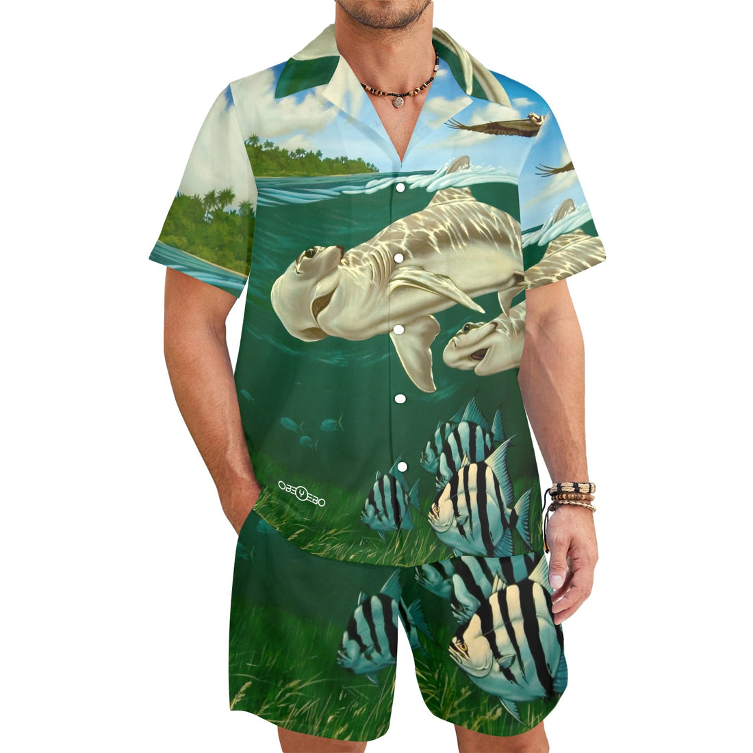 Key Largo Sharks Men's Shirt and Shorts Outfit