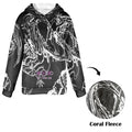 Chasing The Dragon Women's Flannel Hoodie featuring unique dragon design and soft coral fleece fabric.