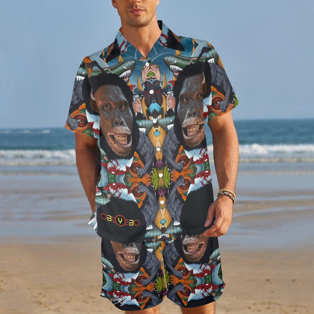 Selfie Men's Shirt and Shorts Outfit with Pocket