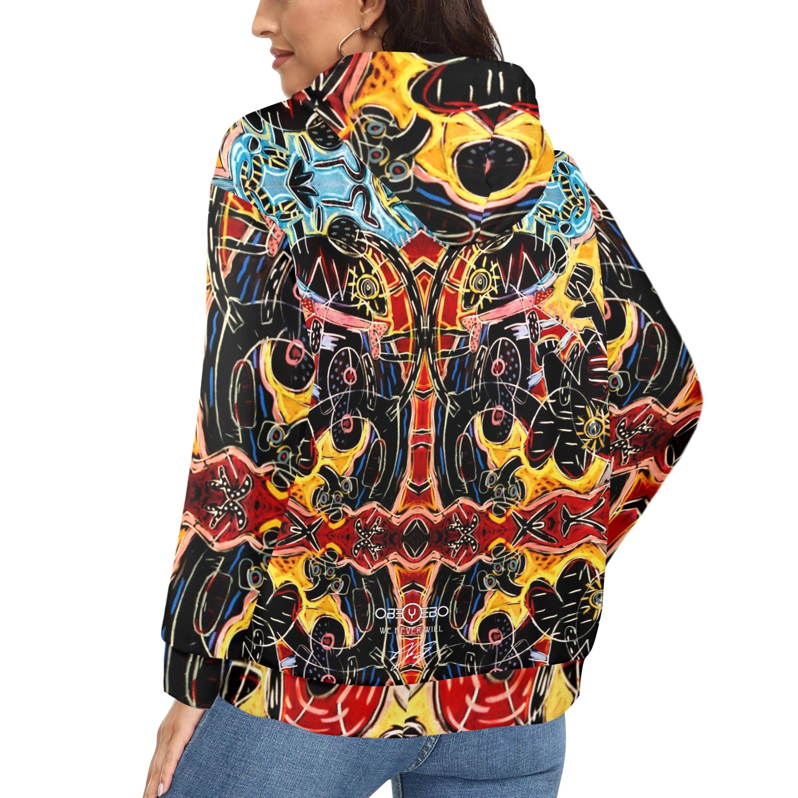 Indian Miniature: Govinda Women's Fleece Full-Zip Hoodie woman back view