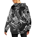 Chasing The Dragon Women's Flannel Hoodie in black, featuring bold dragon graphics and a cozy fit perfect for casual wear.