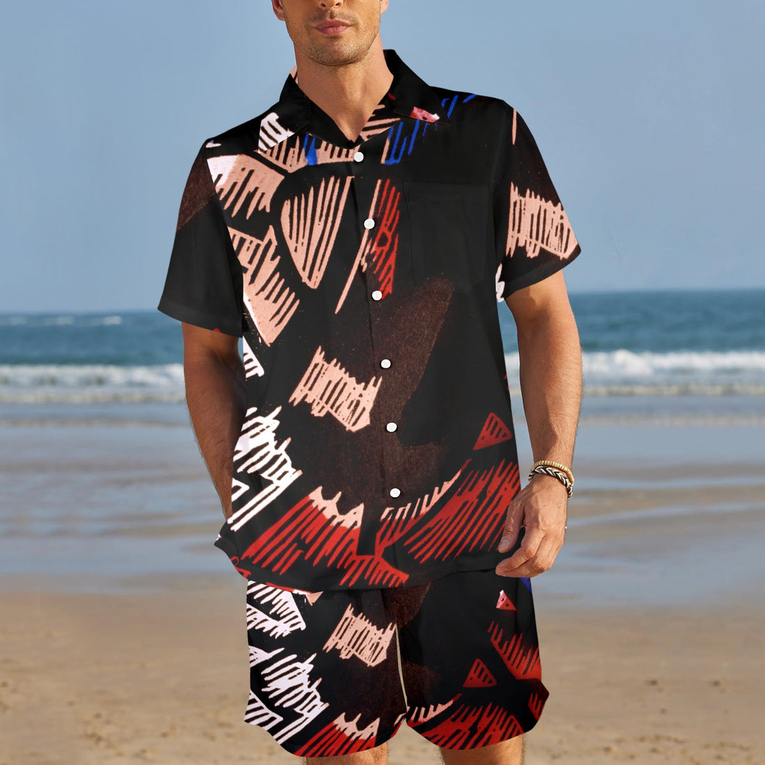 Sympathetic Magic: Shadows Men's Shirt and Shorts Outfit with Pocket