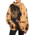Top of the Food Chain Women's Flannel Hoodie featuring a bold wolf design, perfect for casual outings or cozy lounging.