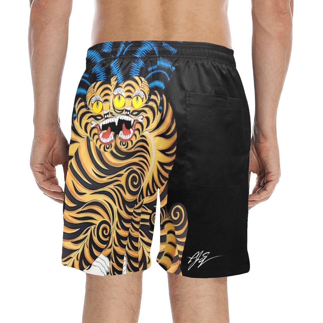 Entanglement Men's Mid-Length Beach Shorts