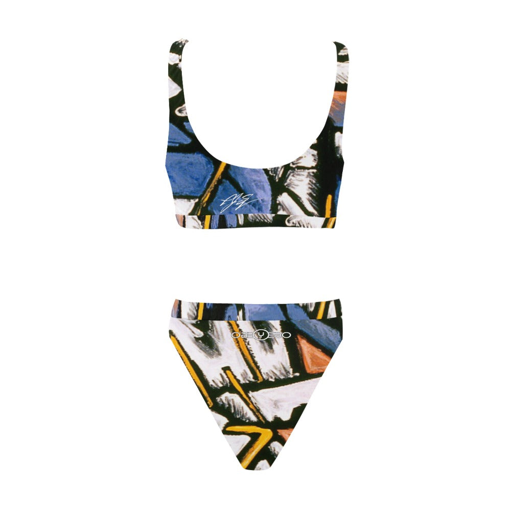 Nassau Twilight Sport Top & High-Waisted Bikini Swimsuit