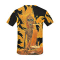 Burning Monk Men's Crew Neck T-shirt featuring a striking design on a black background, perfect for bold casual outfits.