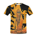 Burning Monk Vietnam Men's Crew Neck T-shirt featuring striking golden imagery, perfect for casual outings.