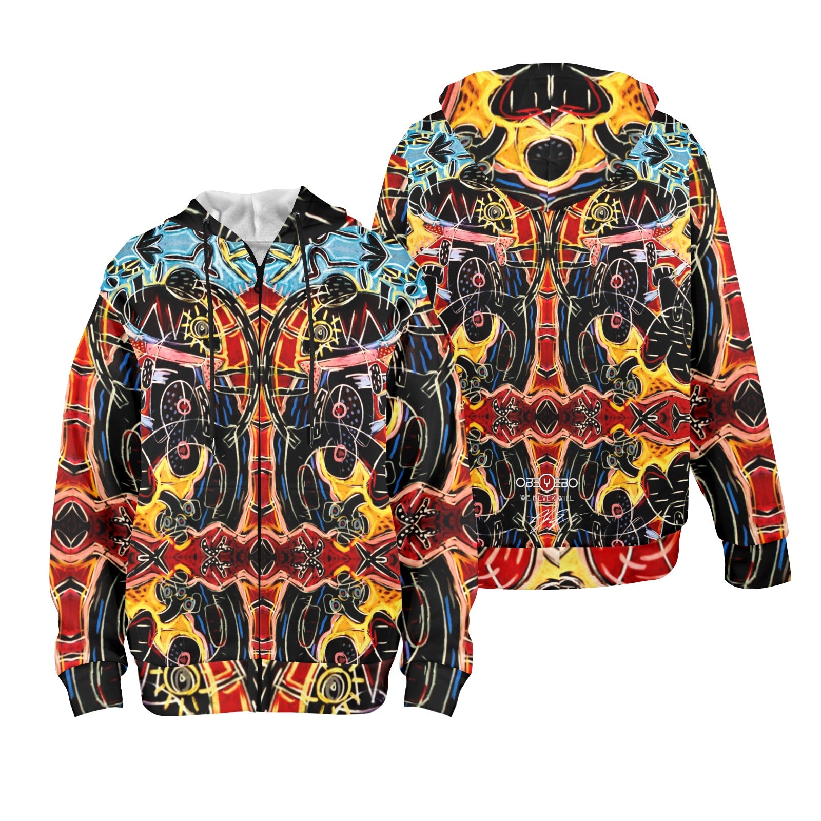 Indian Miniature: Govinda Women's Fleece Full-Zip Hoodie back and front view