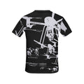 Drones Call To Duty Black Men's Crew Neck T-shirt featuring a striking drone graphic design on the back.